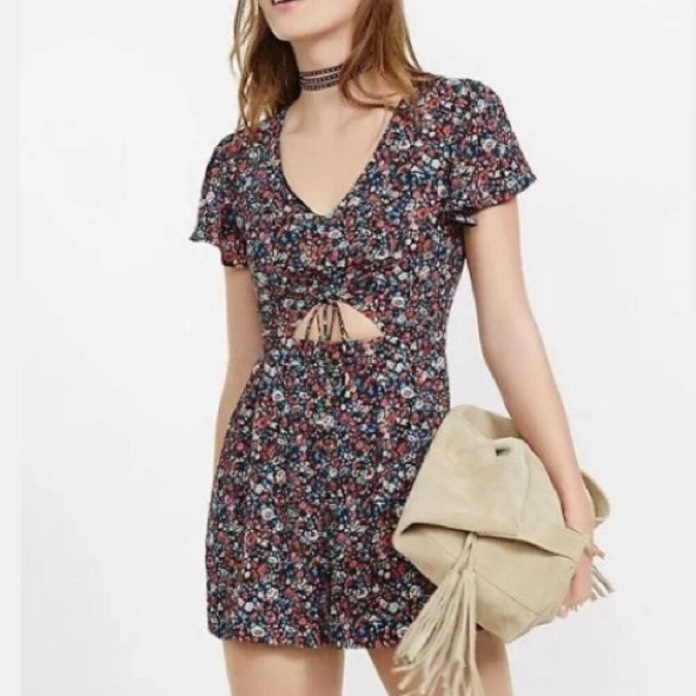 Express Floral Cut Out Romper